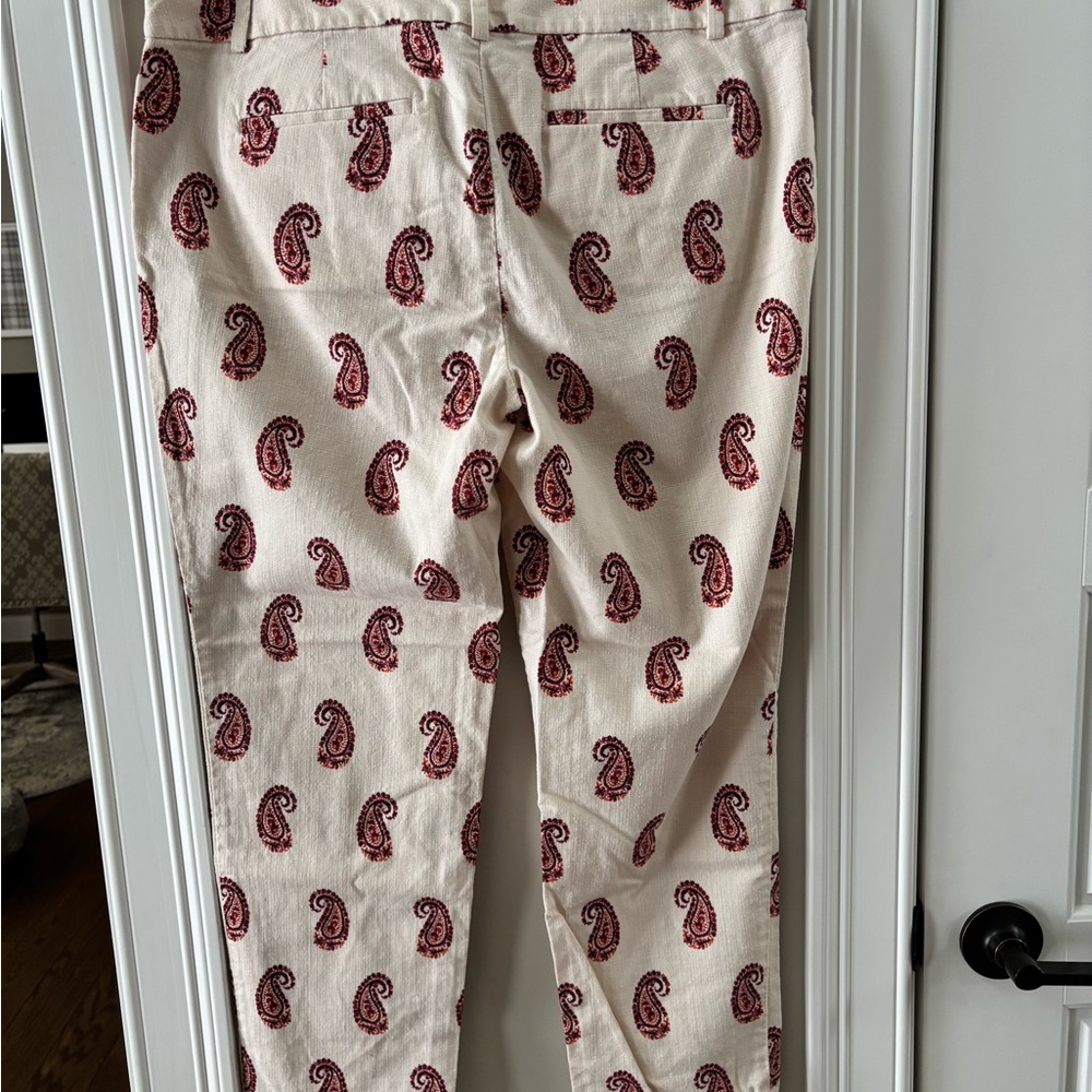 LOFT Cream Pants with Red Paisley Print - Picture 7 of 8